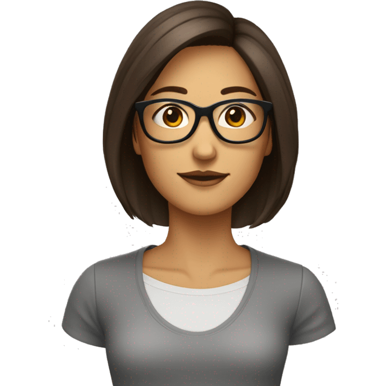 femme brune avec une coupe au carrée et de grandes lunettes fines emoji