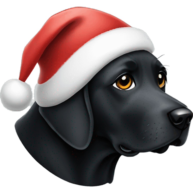 Black lab wearing Santa hat emoji