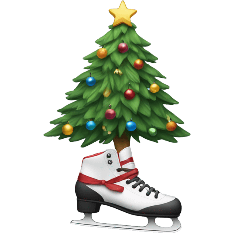 Cat on skates with a Christmas tree emoji