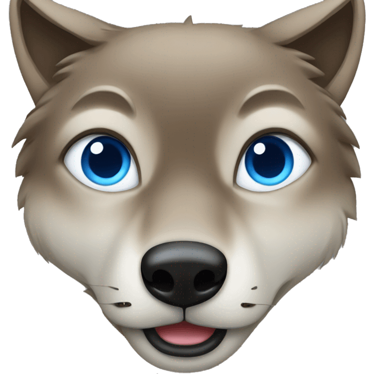 A sable wolf with blue eyes emoji