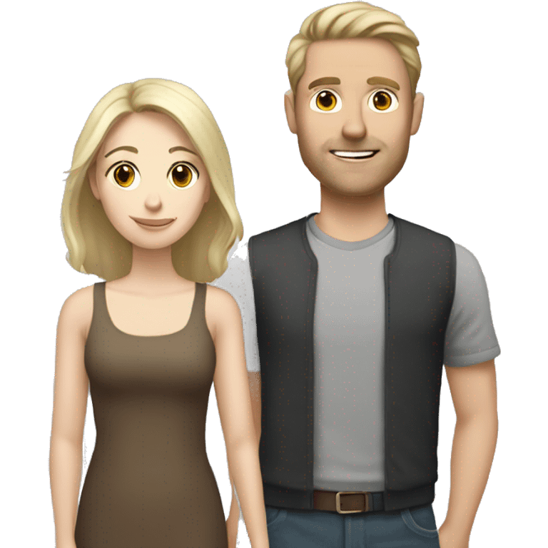 Pale brunette girl with pale blonde husband  emoji