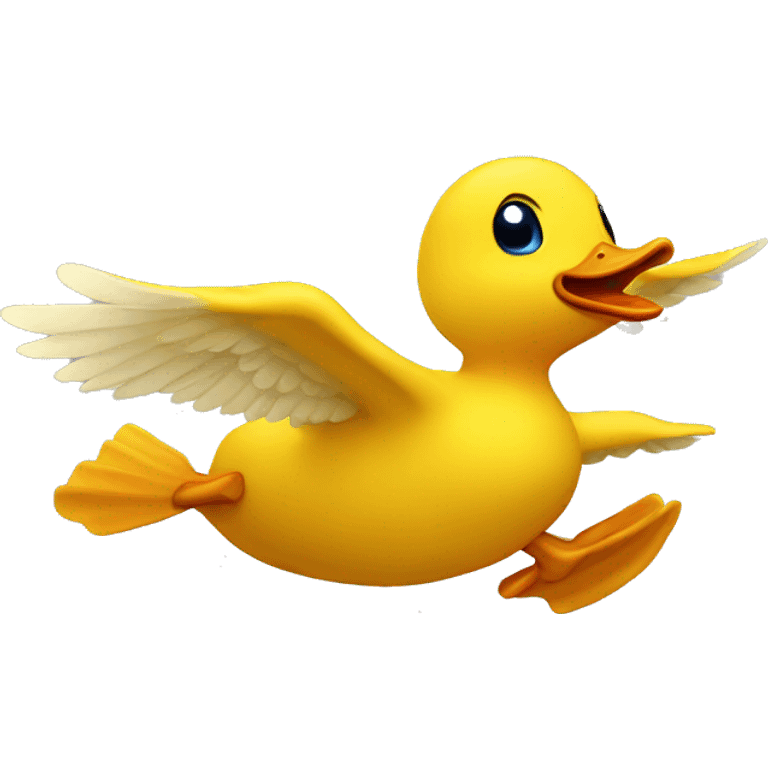 Flying yellow duck emoji