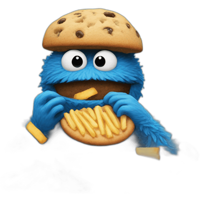 Cookie Monster eating french fries emoji