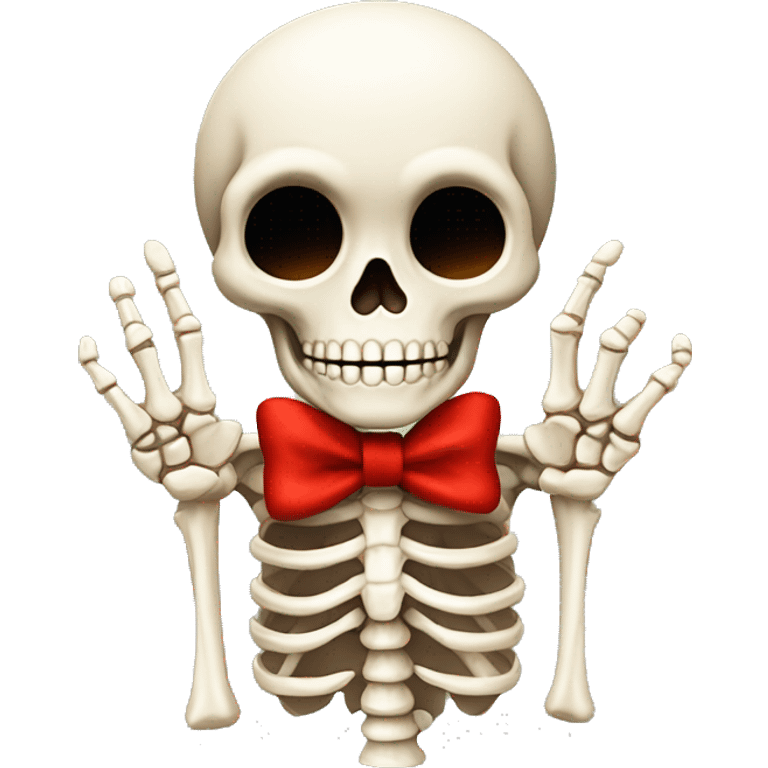 Cute skeleton w red bow on head w middle finger emoji