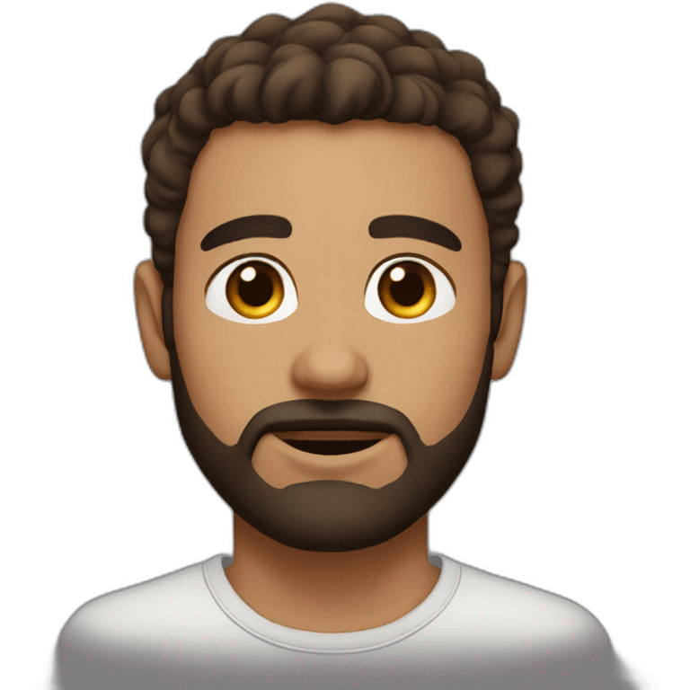 man face, with brown beard, brown eyes, a septum piercing, brown short hair emoji