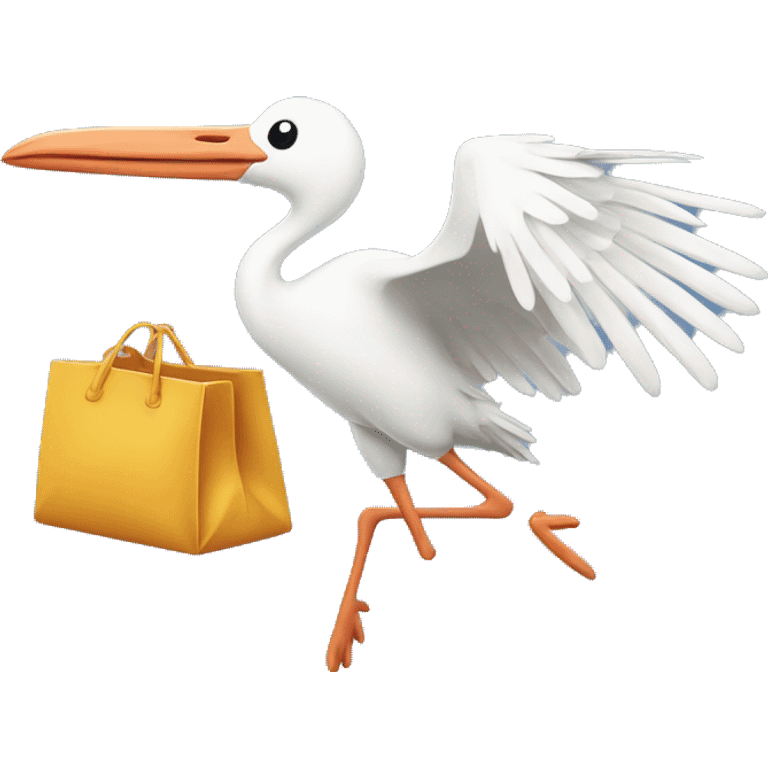 stork flying carrying a bag emoji