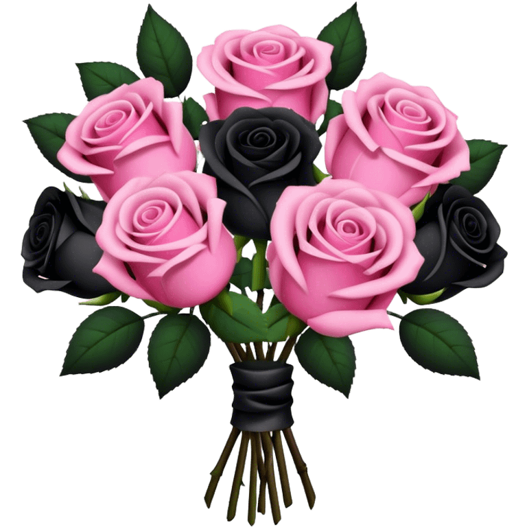  bouquet with black and pink rose emoji