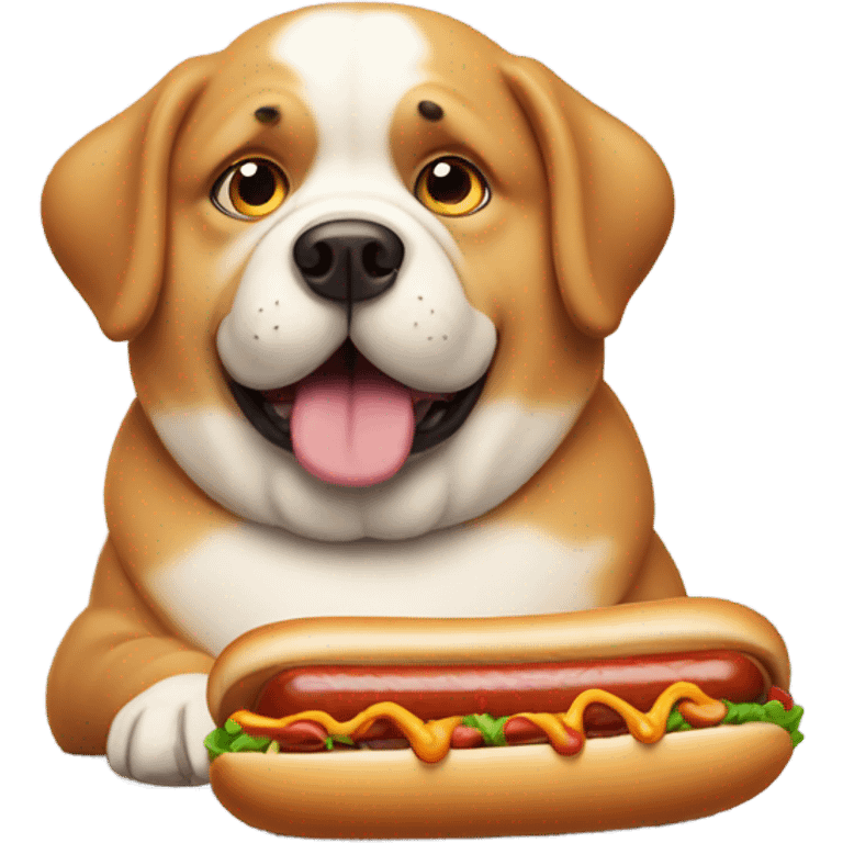 fat dog with a hotdog emoji