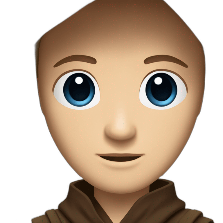 Dark side anakin skywalker (scar over right eye) (brown hooded robe) (portrait, front facing) (blue lightsaber) emoji