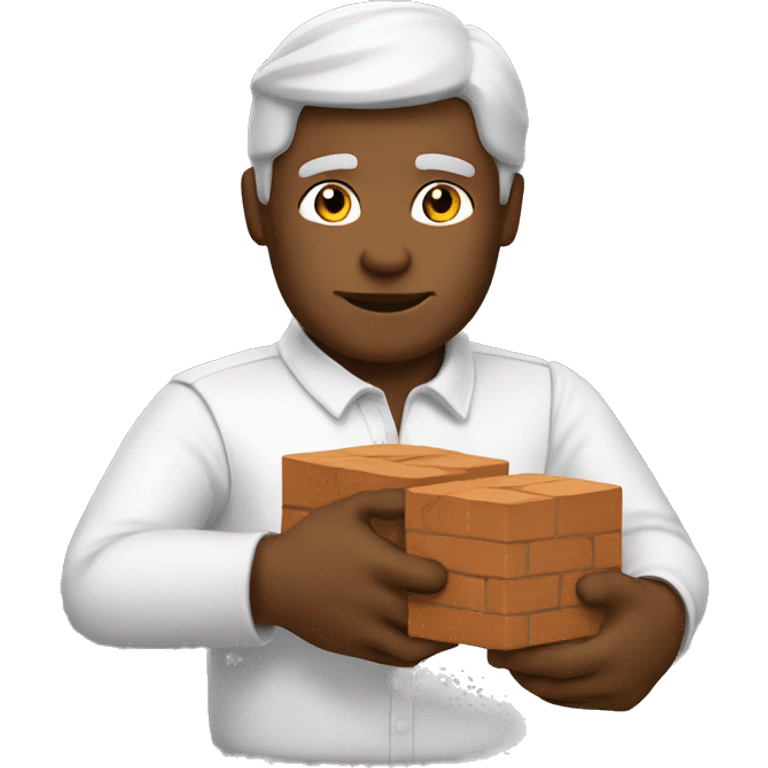 White Brick king holding bricks emoji