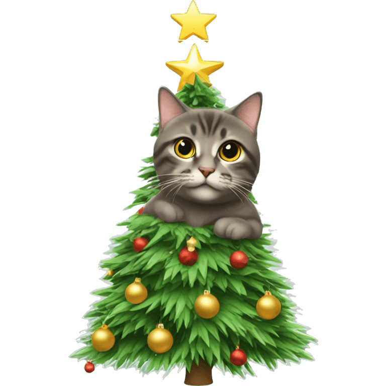 cat in a Christmas tree emoji