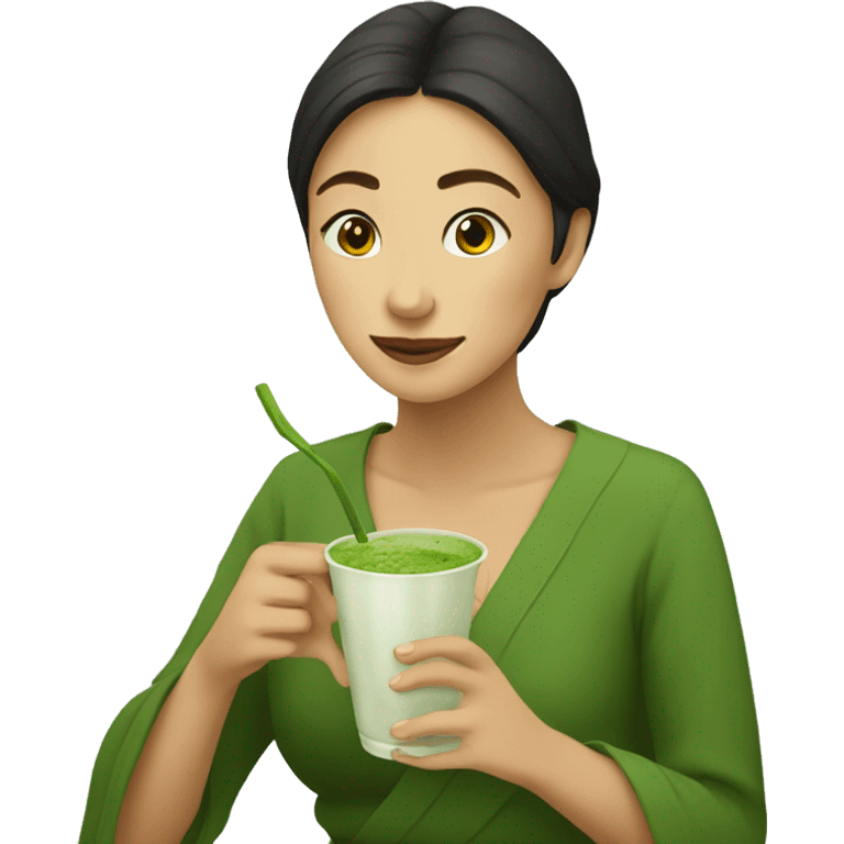 Women drinking matcha  emoji