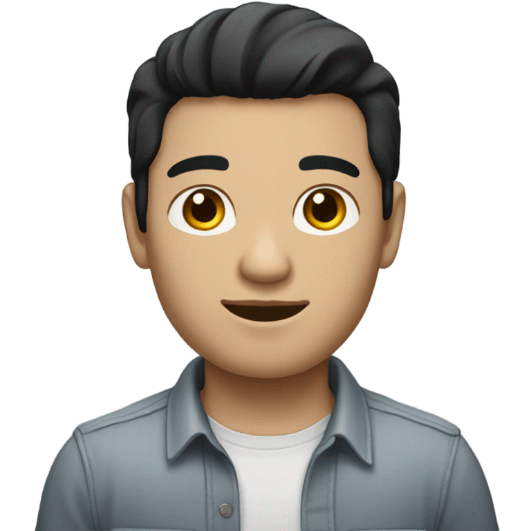 man with white skin and black hair, wear casual shirt  emoji