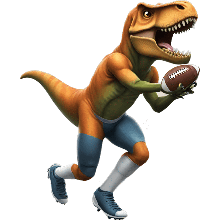 T. rex playing football emoji