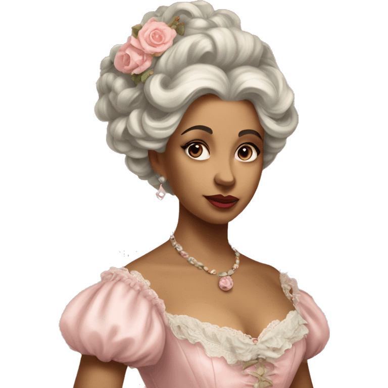 vintage rococo mixed woman in a light pink gown  emoji