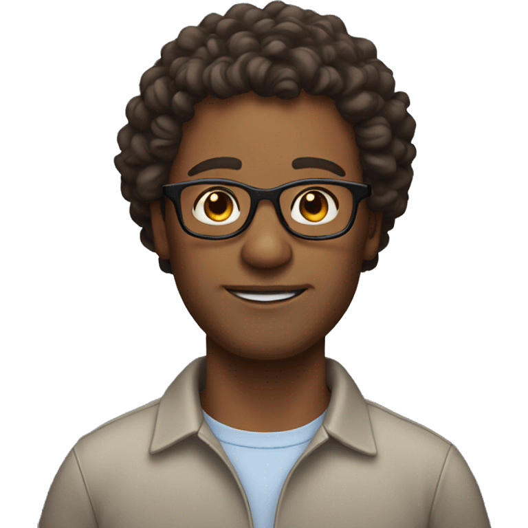 father with glasses, brown curly hair emoji