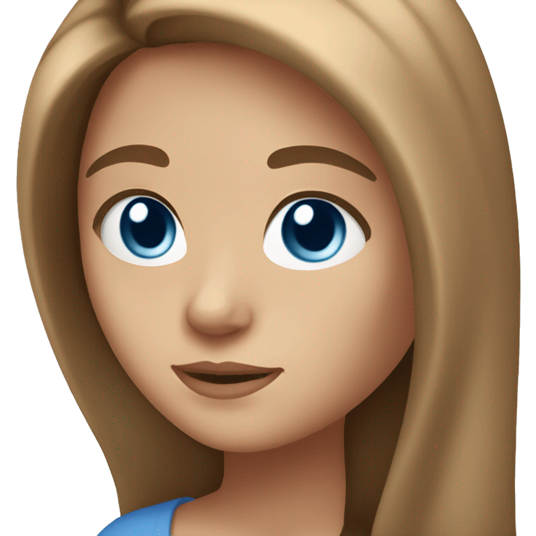 Girl with light darker hairbrown brown long hair, blue eyes, and peachy skin  emoji