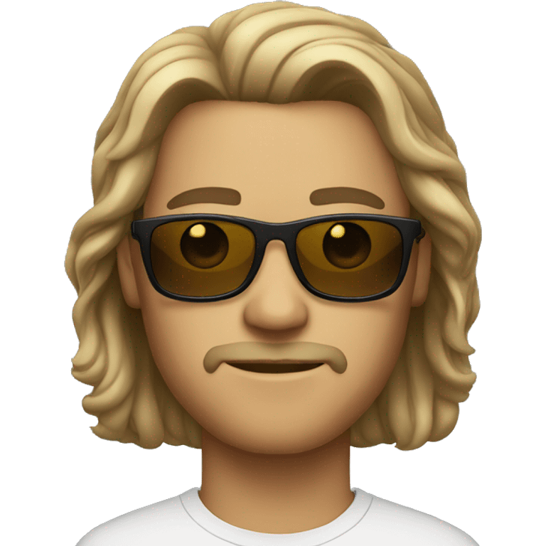 Man with middle long hair with sunglasses with light skin  emoji