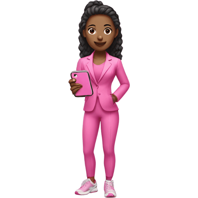 Gym girl with a Pink suit and Pink iPhone  emoji