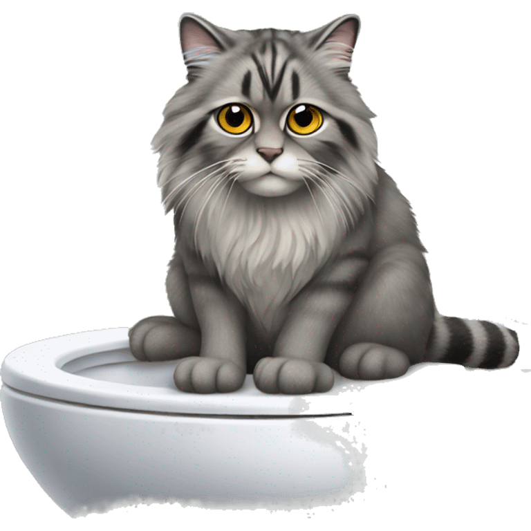 Manul the cat is sitting on a toilet emoji