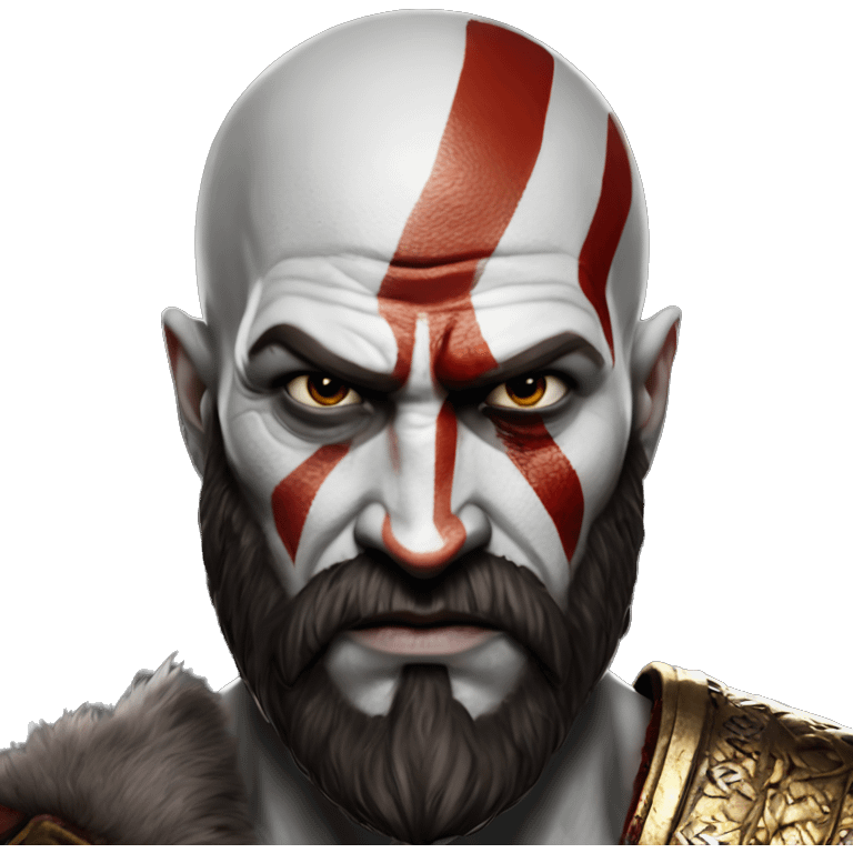 Kratos from God of war ios 16 ultra realistic style emoji