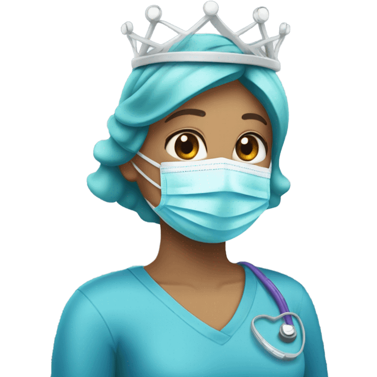 CRNA with surgical mask and tiara  emoji