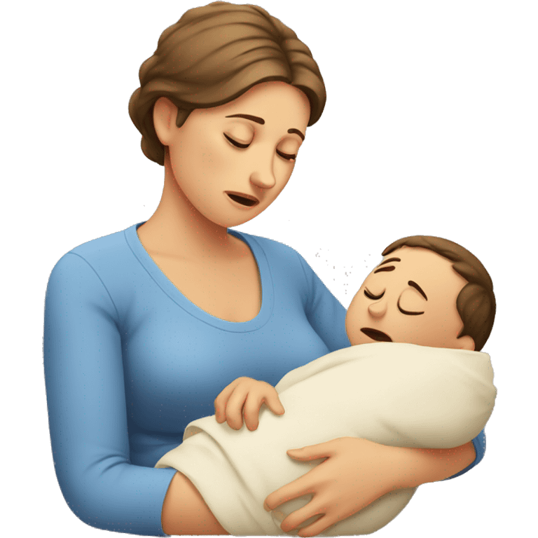 European sad mother with newborn emoji