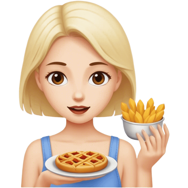 A girl getting food emoji