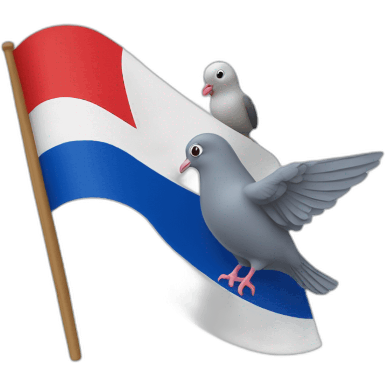 Un drapeau français avec un pigeon emoji