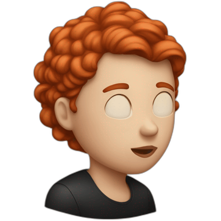 red head girl kissing a black head fair man emoji