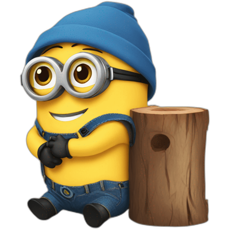 cute minion hugging a log emoji