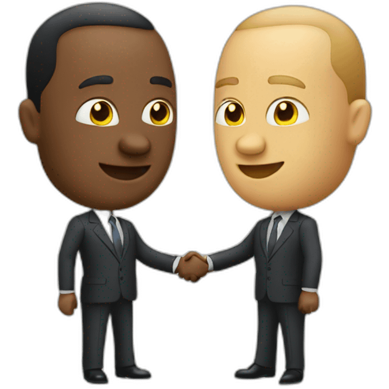 two businessman with big head shake hands emoji