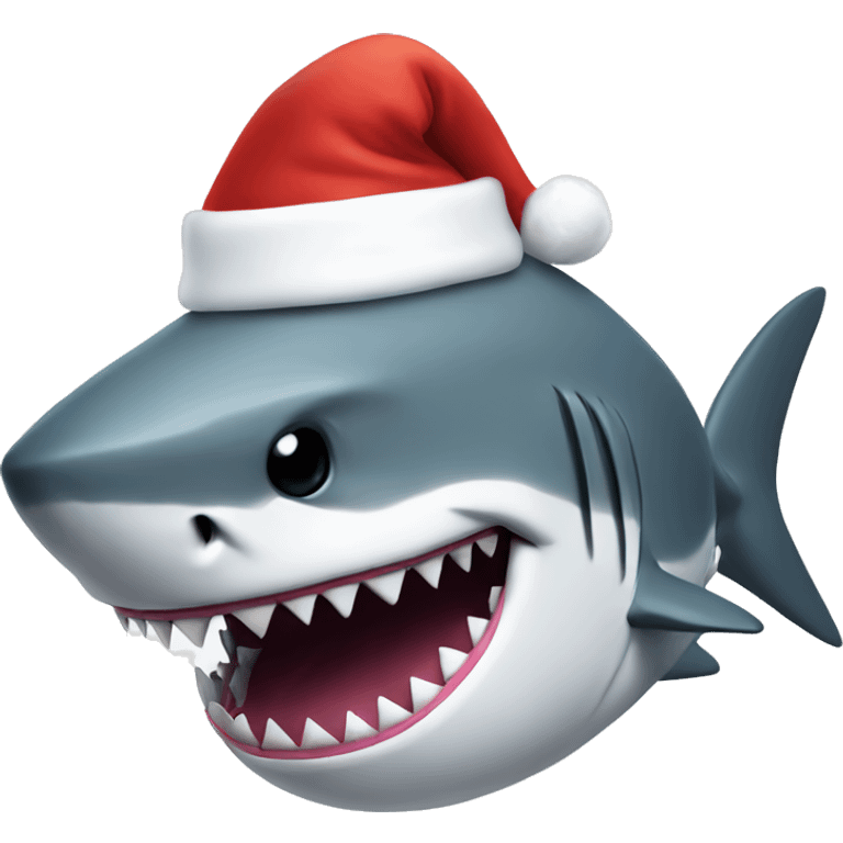 Shark with a Santa hat emoji