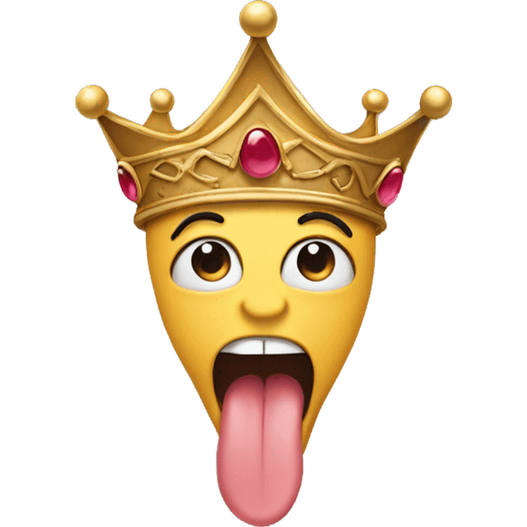 Tongue out wearing a crown emoji