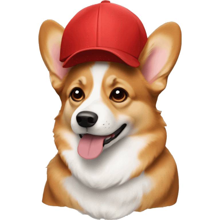 a corgi dog using red cap emoji