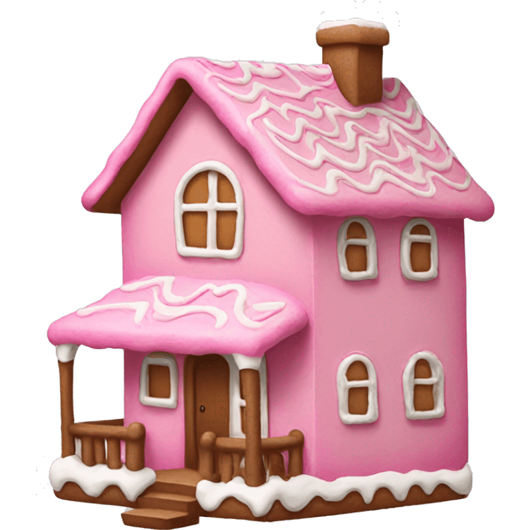 A pink gingerbread house emoji