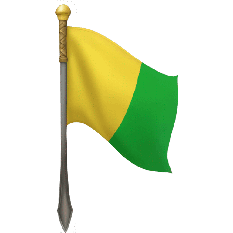 Yellow flag with a green circle symbol of a sword in the middle  emoji