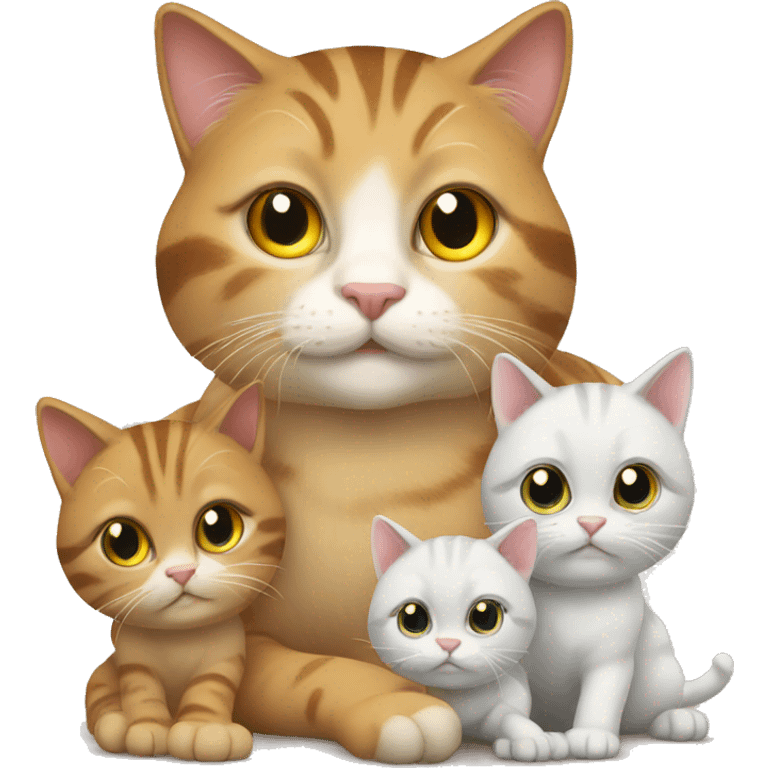 mother cat with 3 kittens emoji