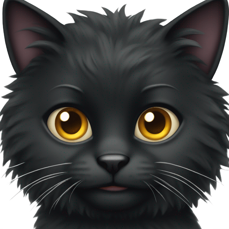 Fluffy black cat with white chest emoji