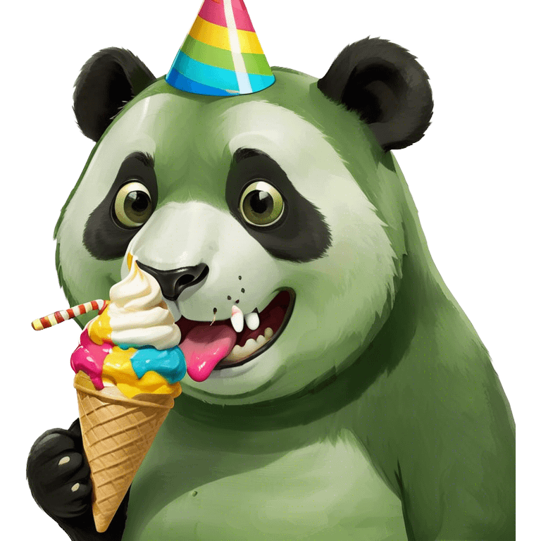 Panda eating ice cream emoji