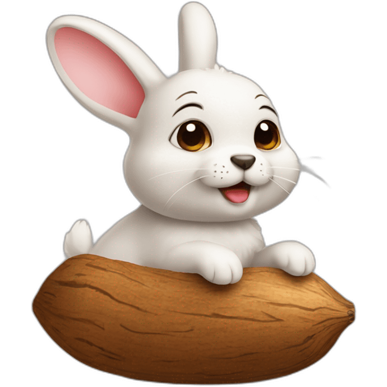 lapin chien sur noix de coco emoji