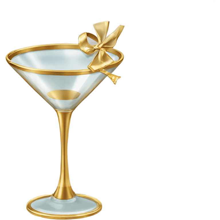 gold rimmed martini glass with tiny gold bows emoji