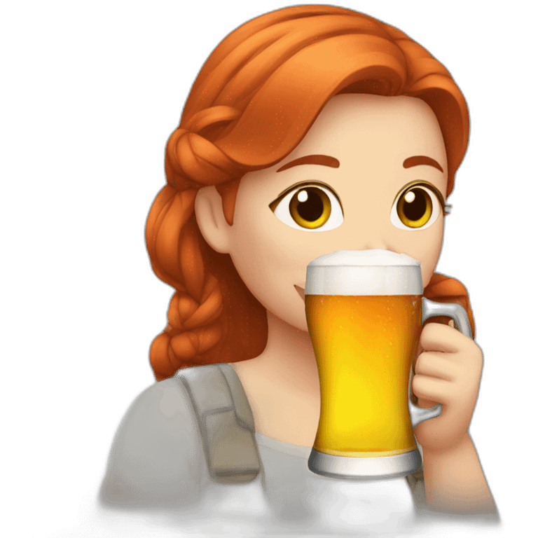 red-haired girl drinks beer emoji