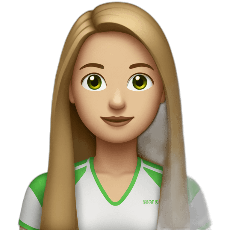 girl long straight hair light brown green eyes cyclist emoji