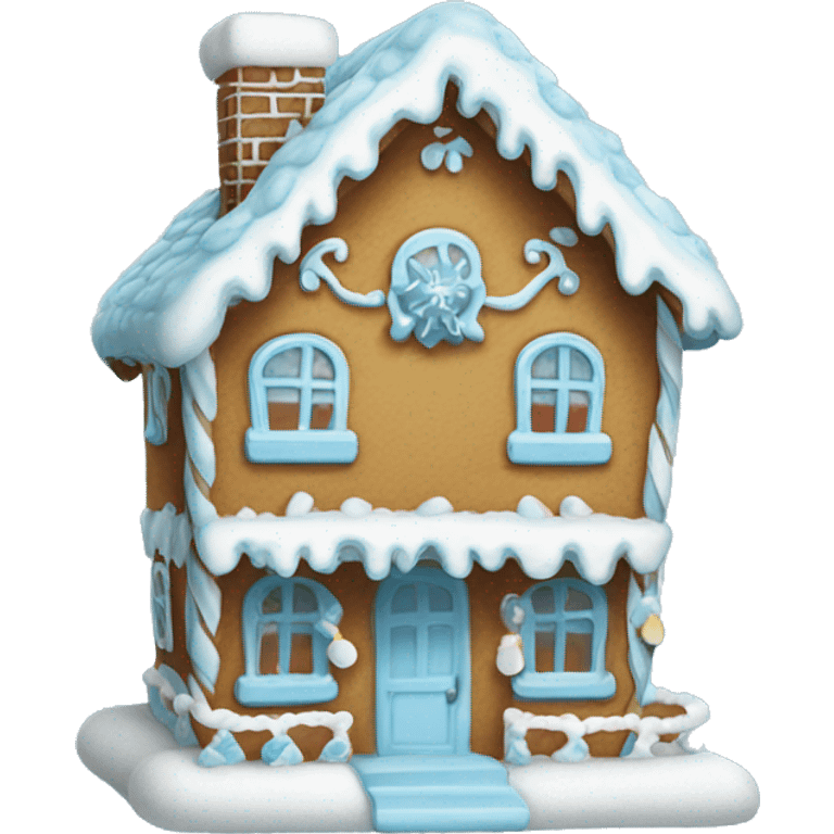 Cosy light blue gingerbread house  emoji