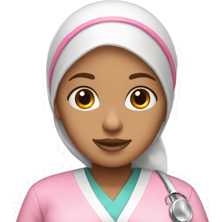 White skin Nurse with pink hijab emoji