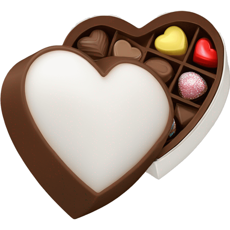 white heart shaped box with chocolates in it emoji