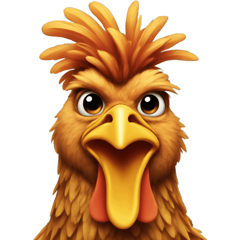 Chicken with crazy hair emoji