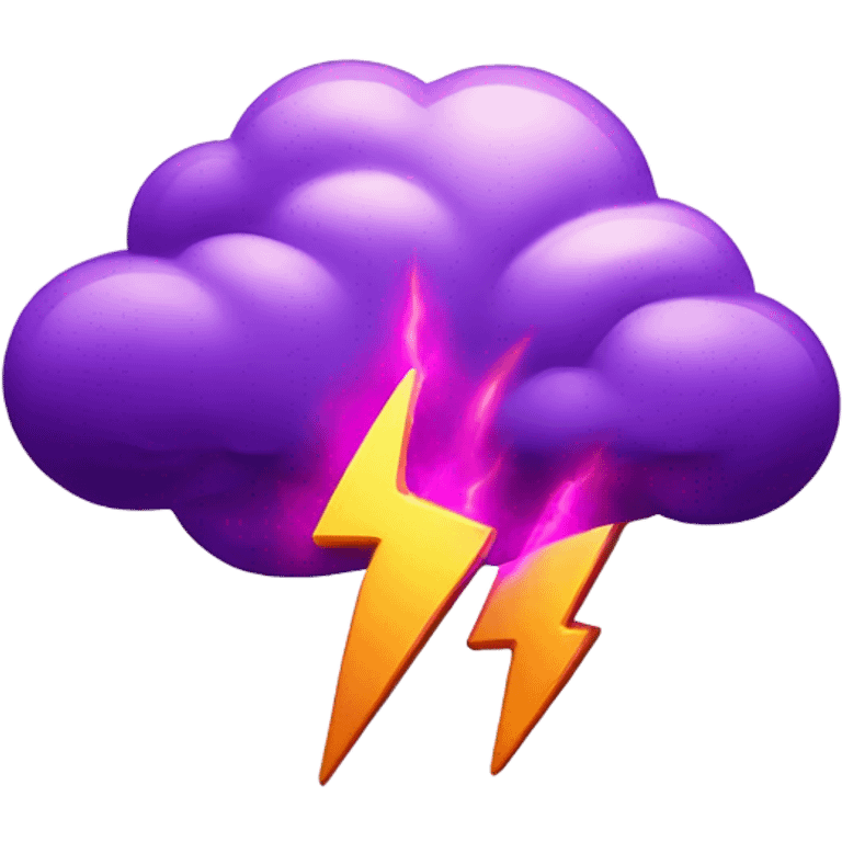 Cloud with a purple Lightning and fire  emoji