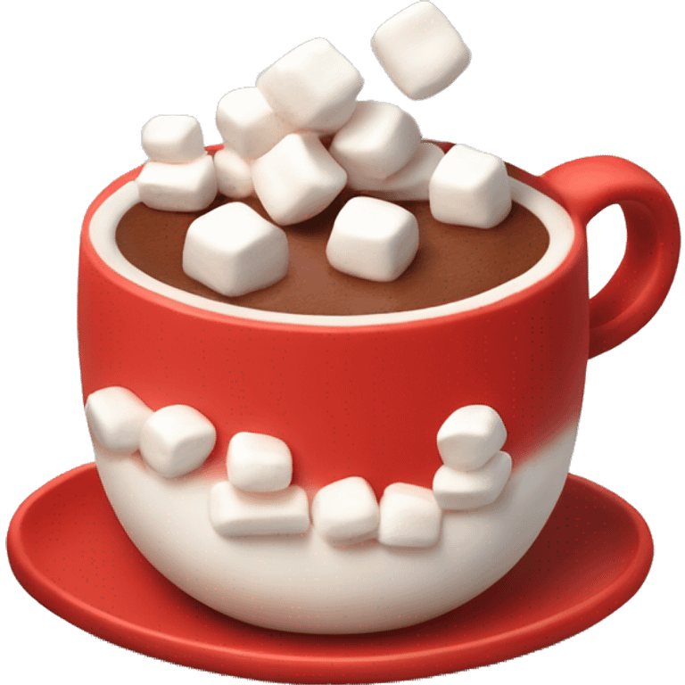 red mug of hot chocolate with marshmallows emoji